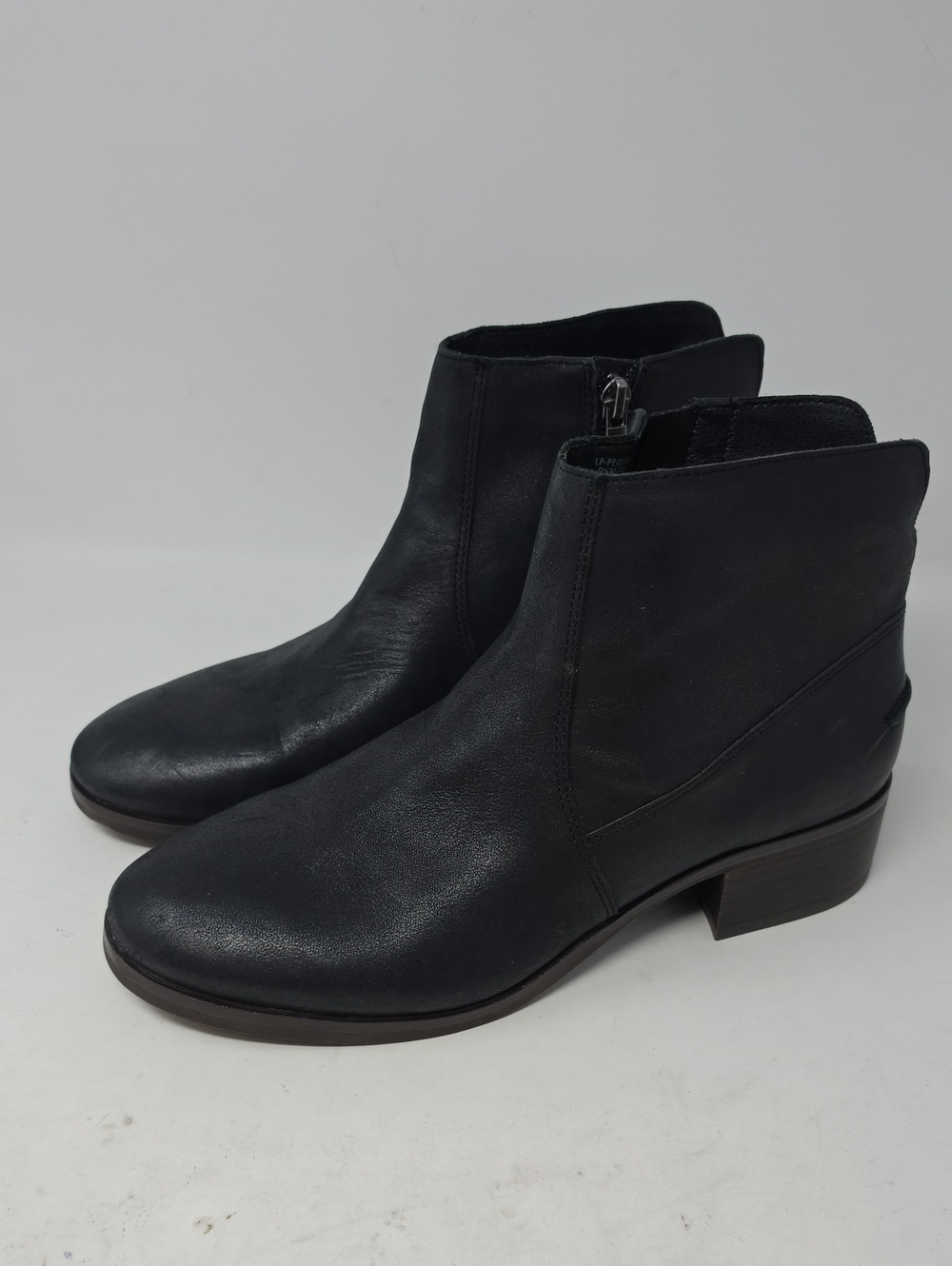 Lucky Brand Pedera Black Leather Ankle Booties with Low Block Heel Size 9.5